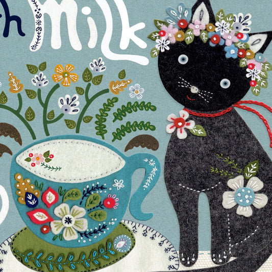 I Like My Tea with Milk – Whimsical Cat Art Print