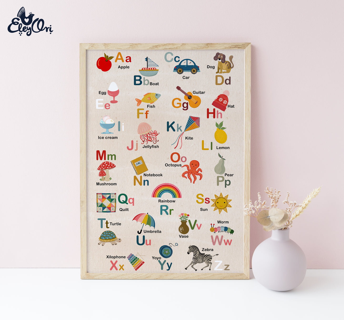 2 Art Prints Special - Hebrew Alef Bet and English Alphabet Posters