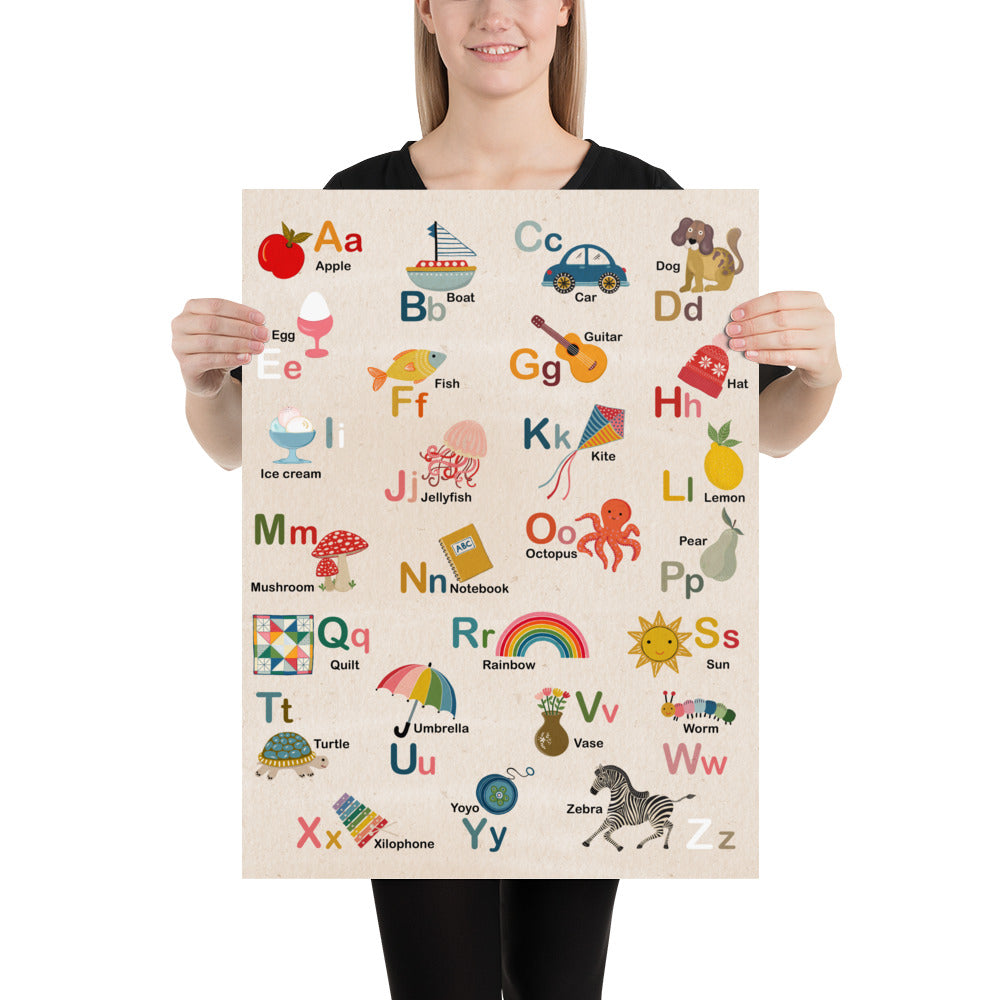 2 Art Prints Special - Hebrew Alef Bet and English Alphabet Posters