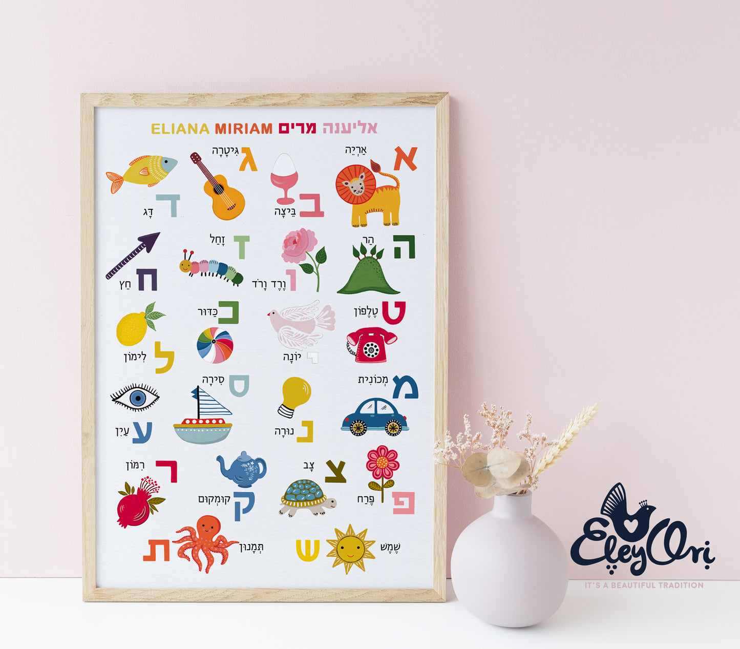 Personalized Hebrew Alef-Bet Alphabet Poster