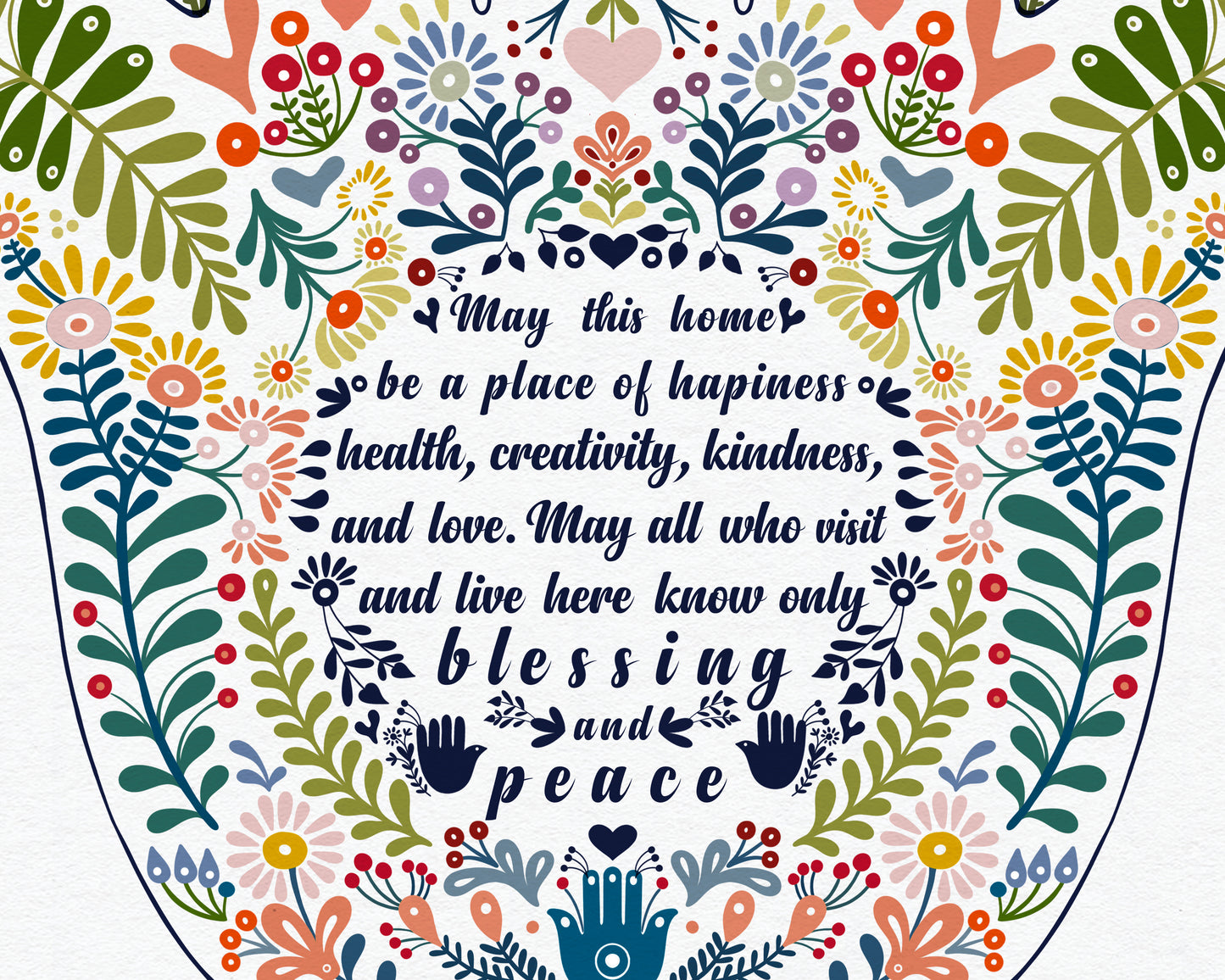 Hamsa Birkat Habayit Hebrew Art Print