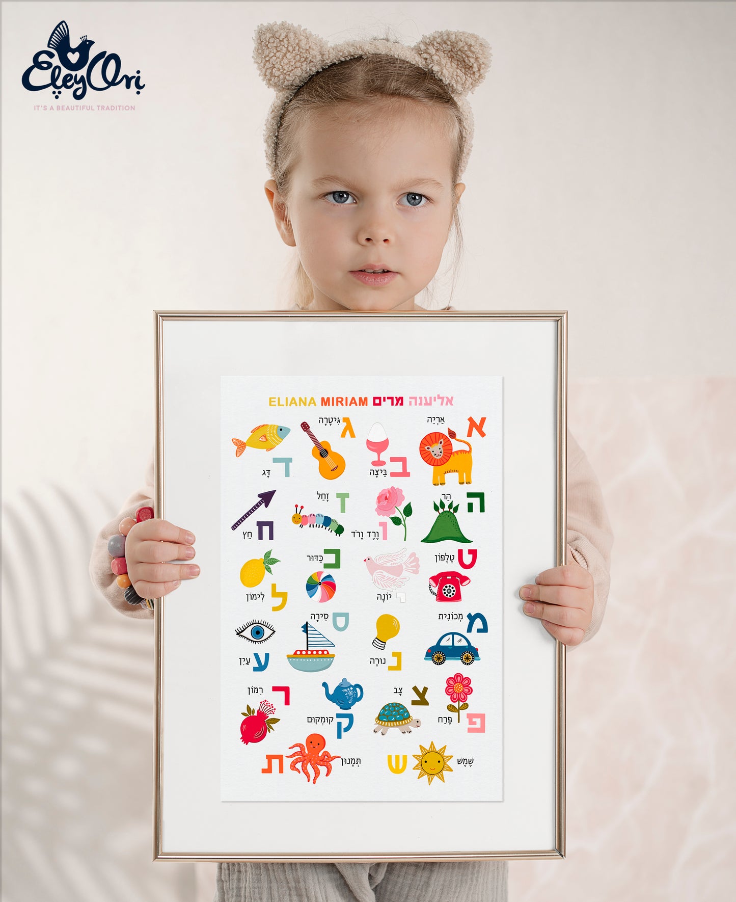Personalized Hebrew Alef-Bet Alphabet Poster