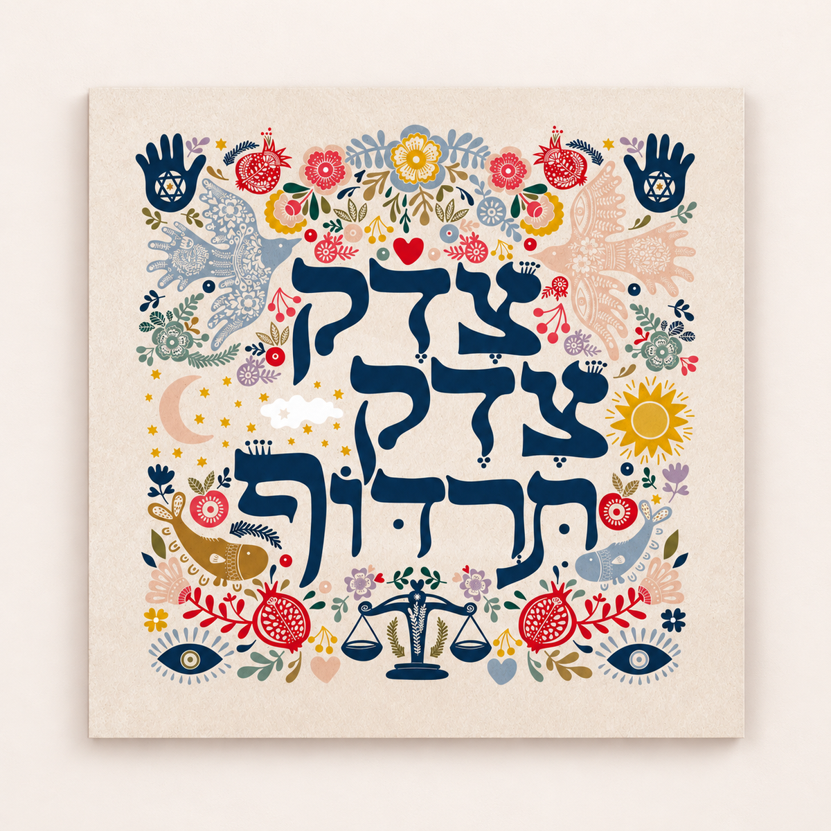 Tzedek Tzedek Tirdof | Justice Justice Shall You Pursue | Hebrew Wall Art