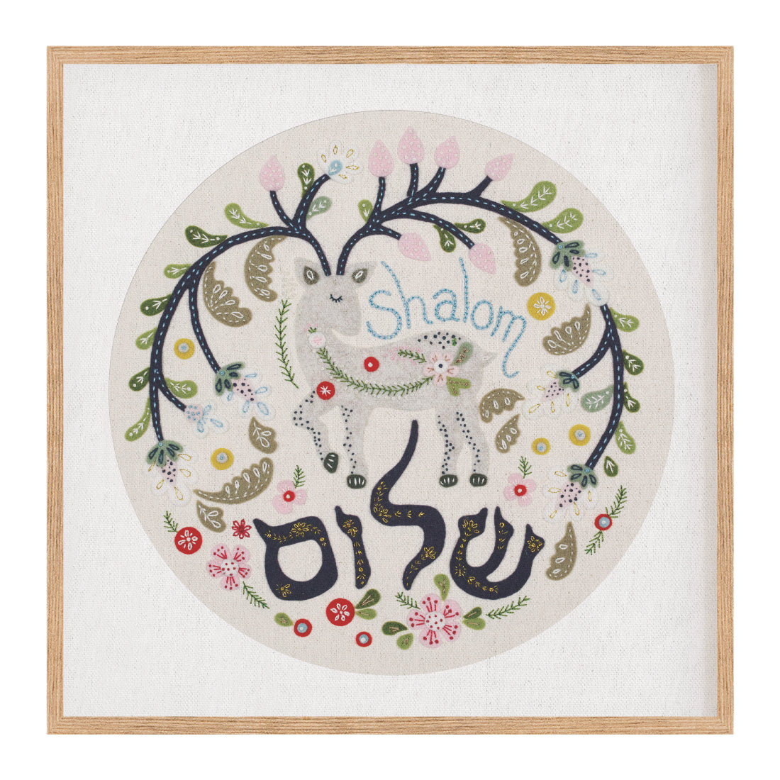 Shalom Deer Embroidery Art Print