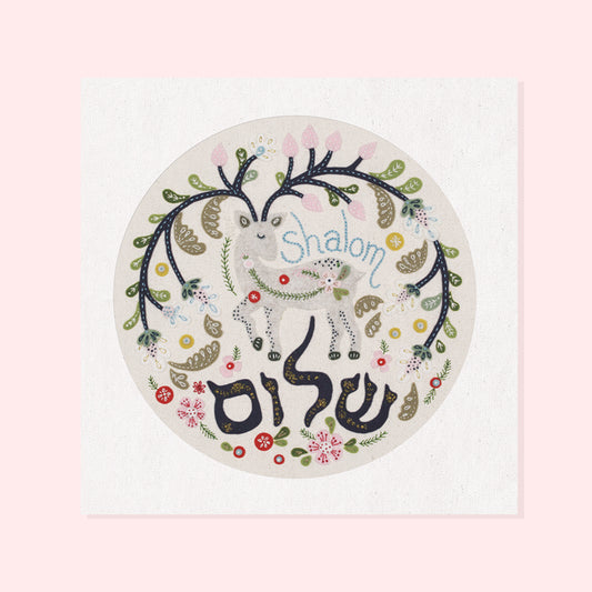 Shalom Deer Embroidery Art Print