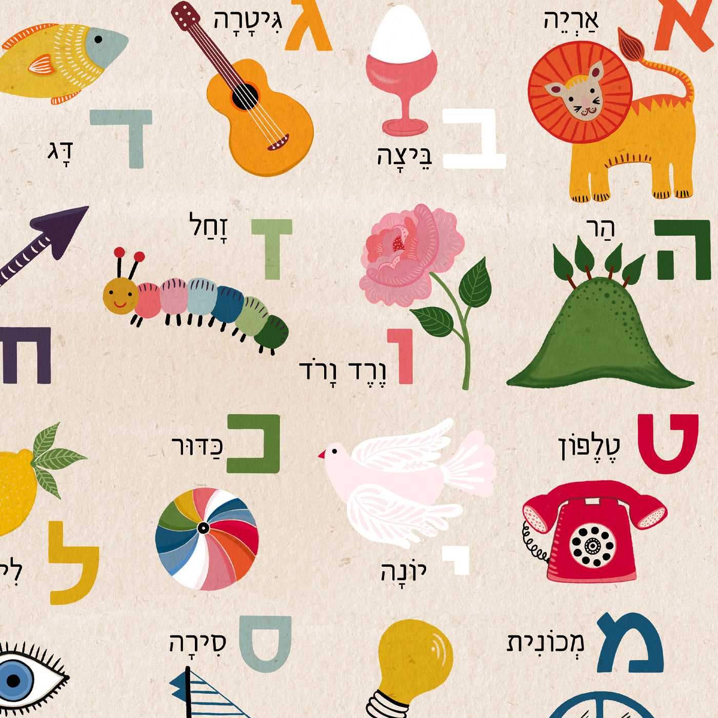 Hebrew Alphabet Poster - Alef Bet Art Print