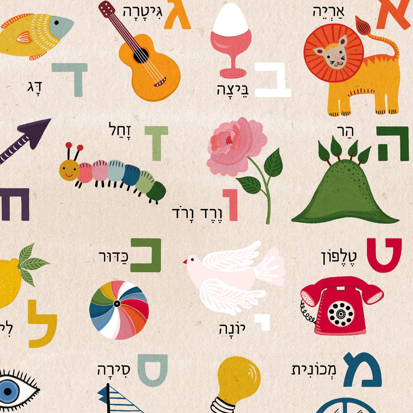 2 Art Prints Special - Alef Bet Hebrew Alphabet and Birkat Kohanim the blessing of the children