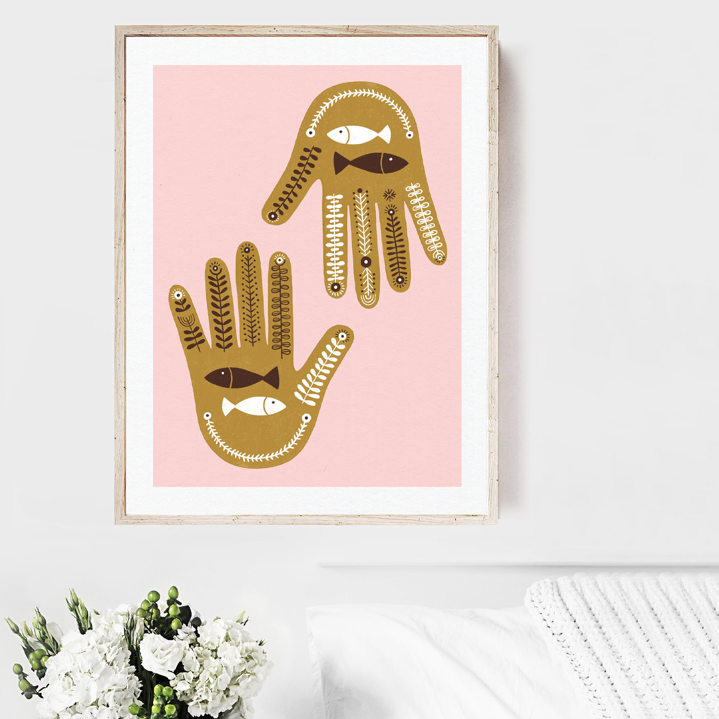 Pink Protection Hamsa Art Print חמסה