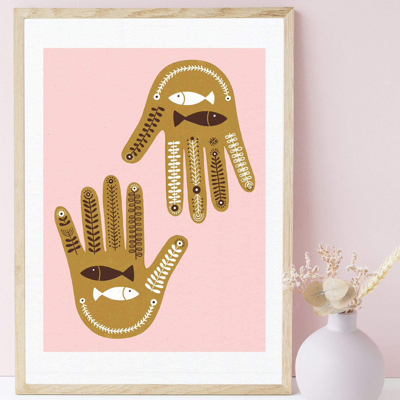 Pink Protection Hamsa Art Print חמסה