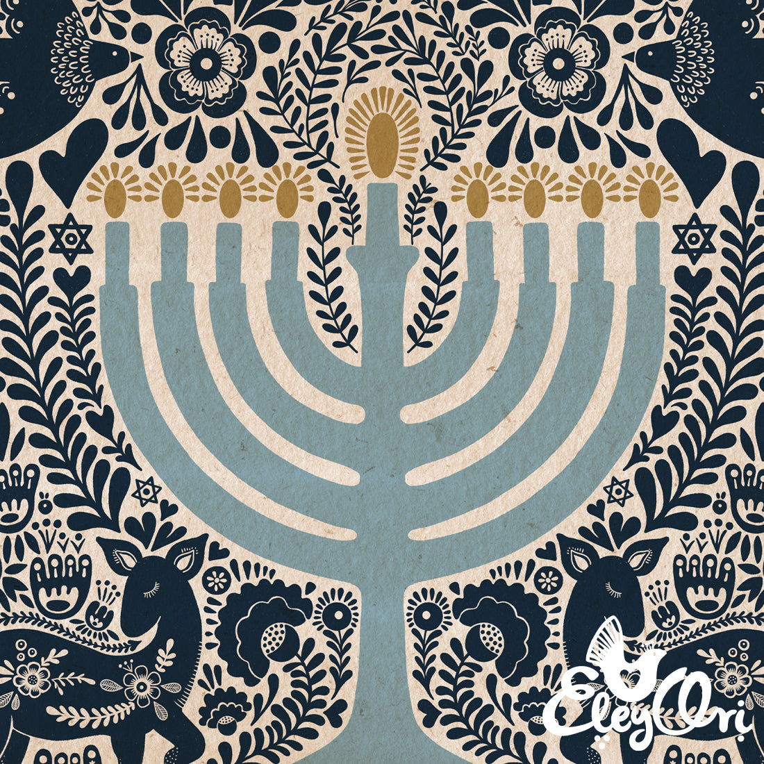 Hanukkah Menorah Ori Art Print