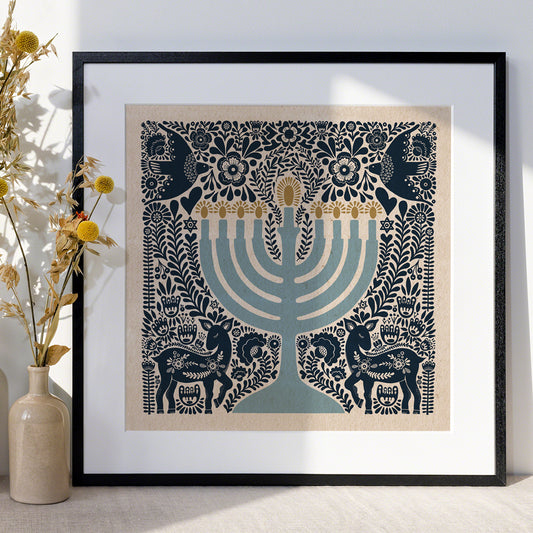 Hanukkah Menorah Ori Art Print