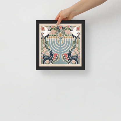 Framed Hanukkah Colorful Menorah