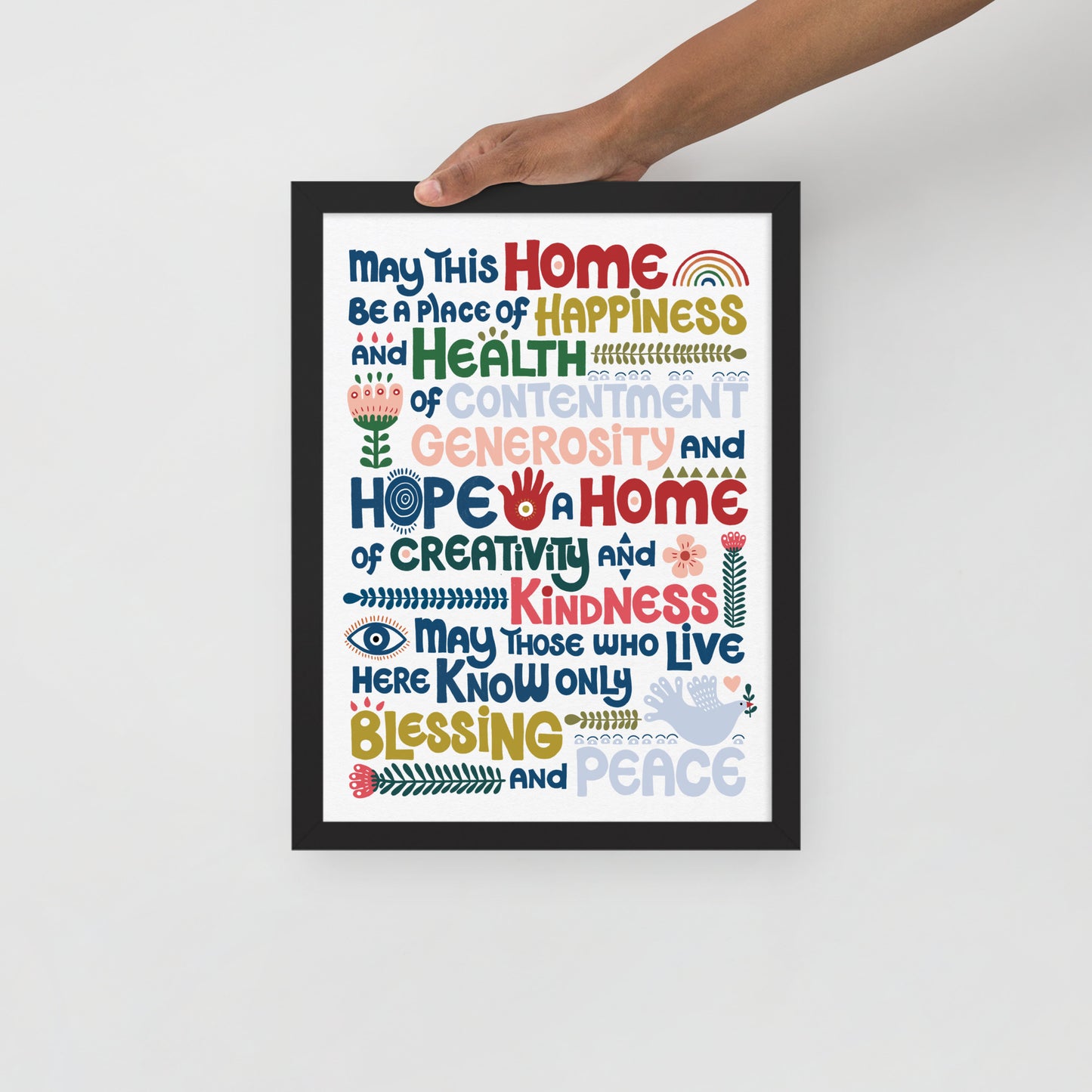 Framed Poster Happy Home Blessing - Birkat Habayit Art Print (English)