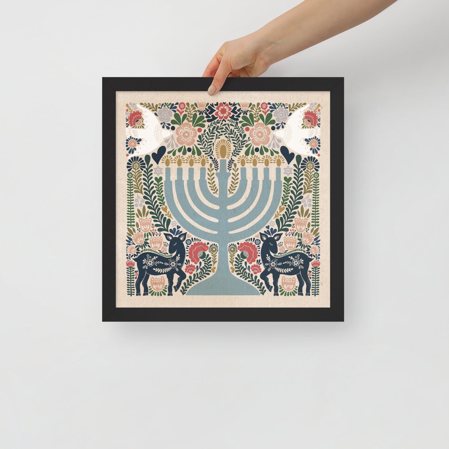 Framed Hanukkah Colorful Menorah