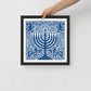 Framed Hanukkah Blue Menorah