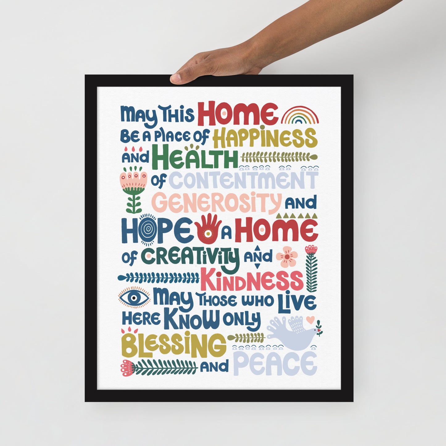 Framed Poster Happy Home Blessing - Birkat Habayit Art Print (English)