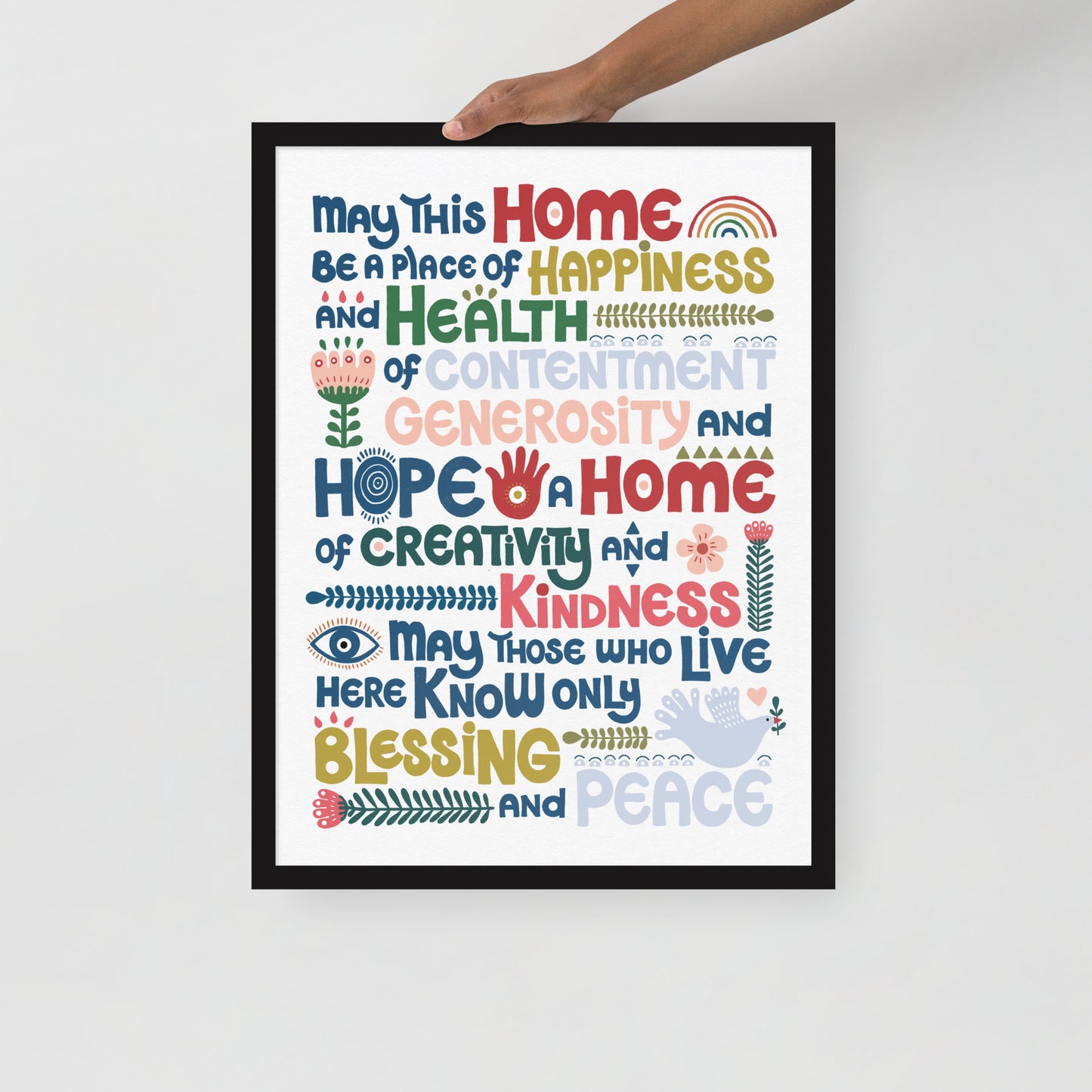 Framed Poster Happy Home Blessing - Birkat Habayit Art Print (English)