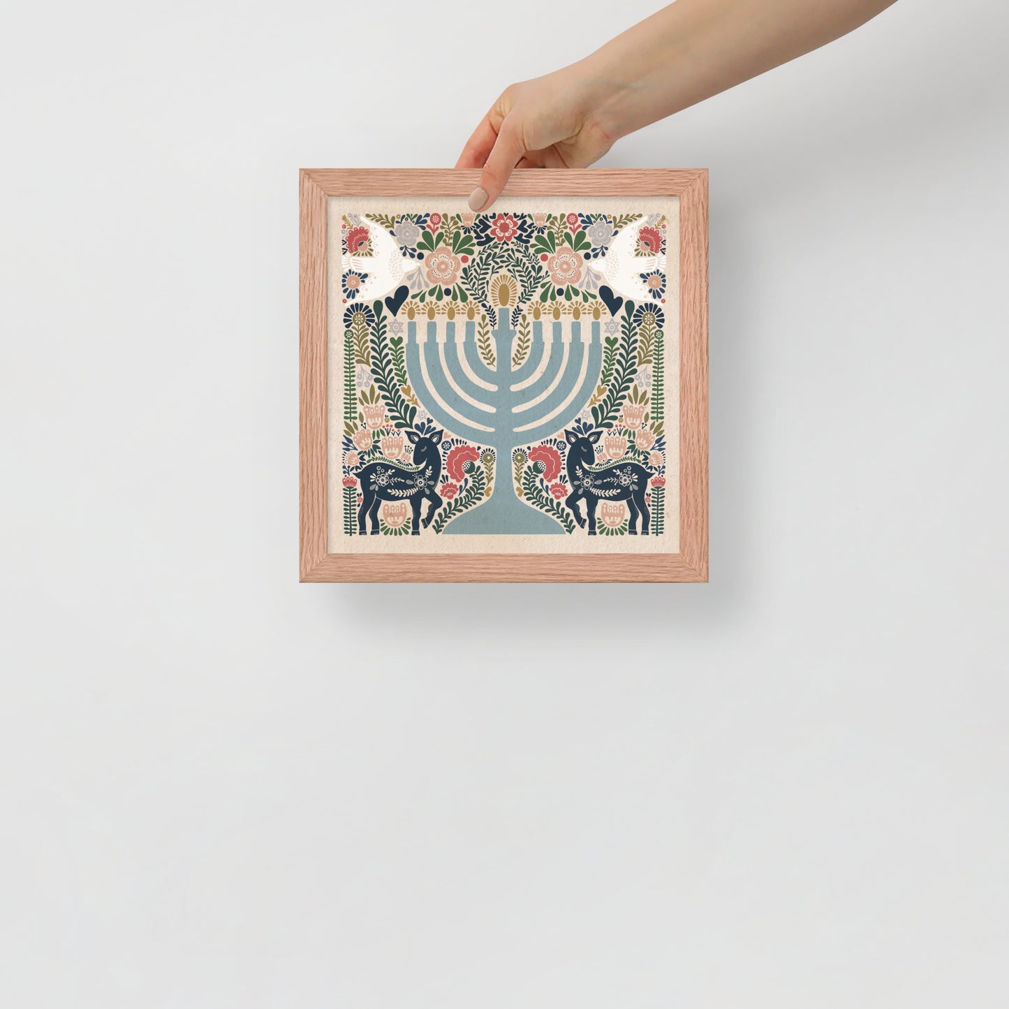 Framed Hanukkah Colorful Menorah