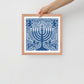 Framed Hanukkah Blue Menorah