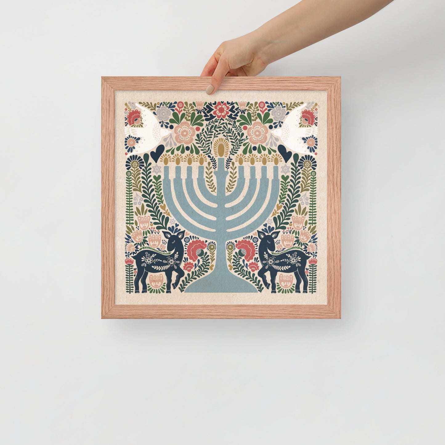 Framed Hanukkah Colorful Menorah