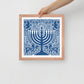 Framed Hanukkah Blue Menorah