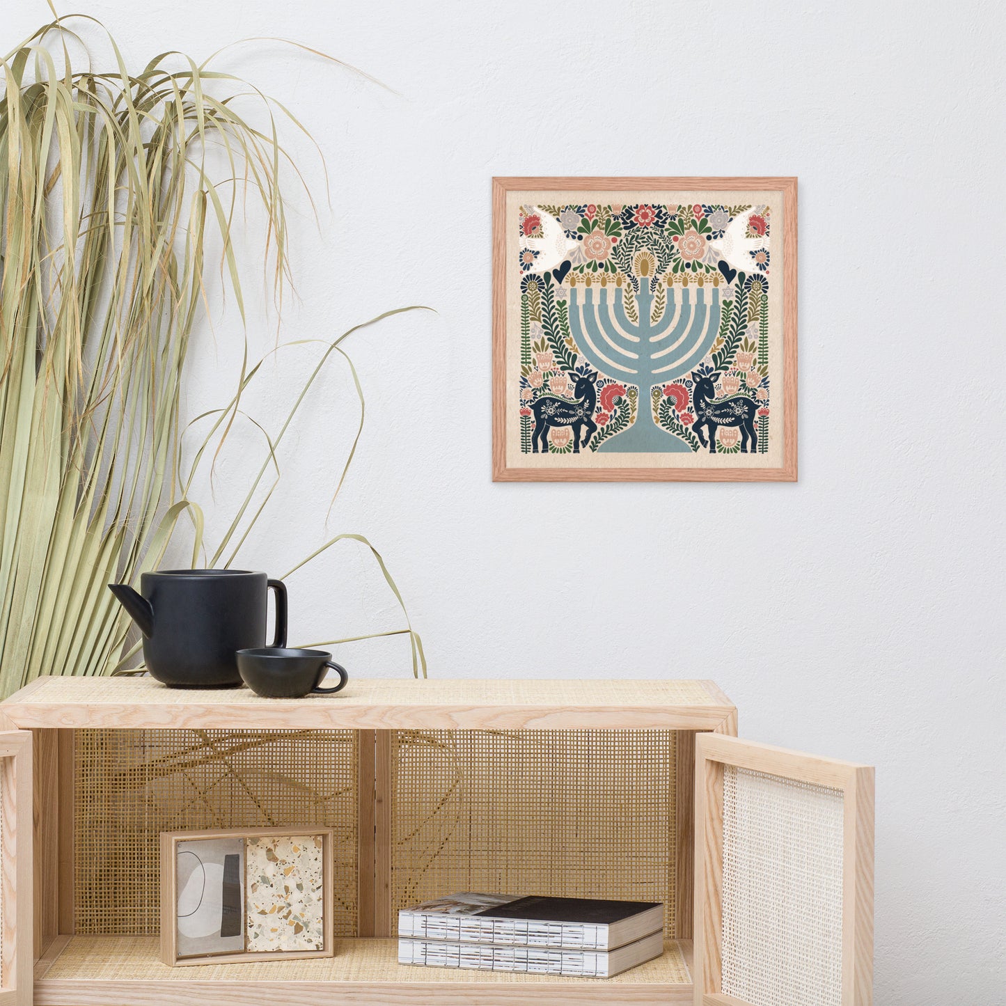 Framed Hanukkah Colorful Menorah