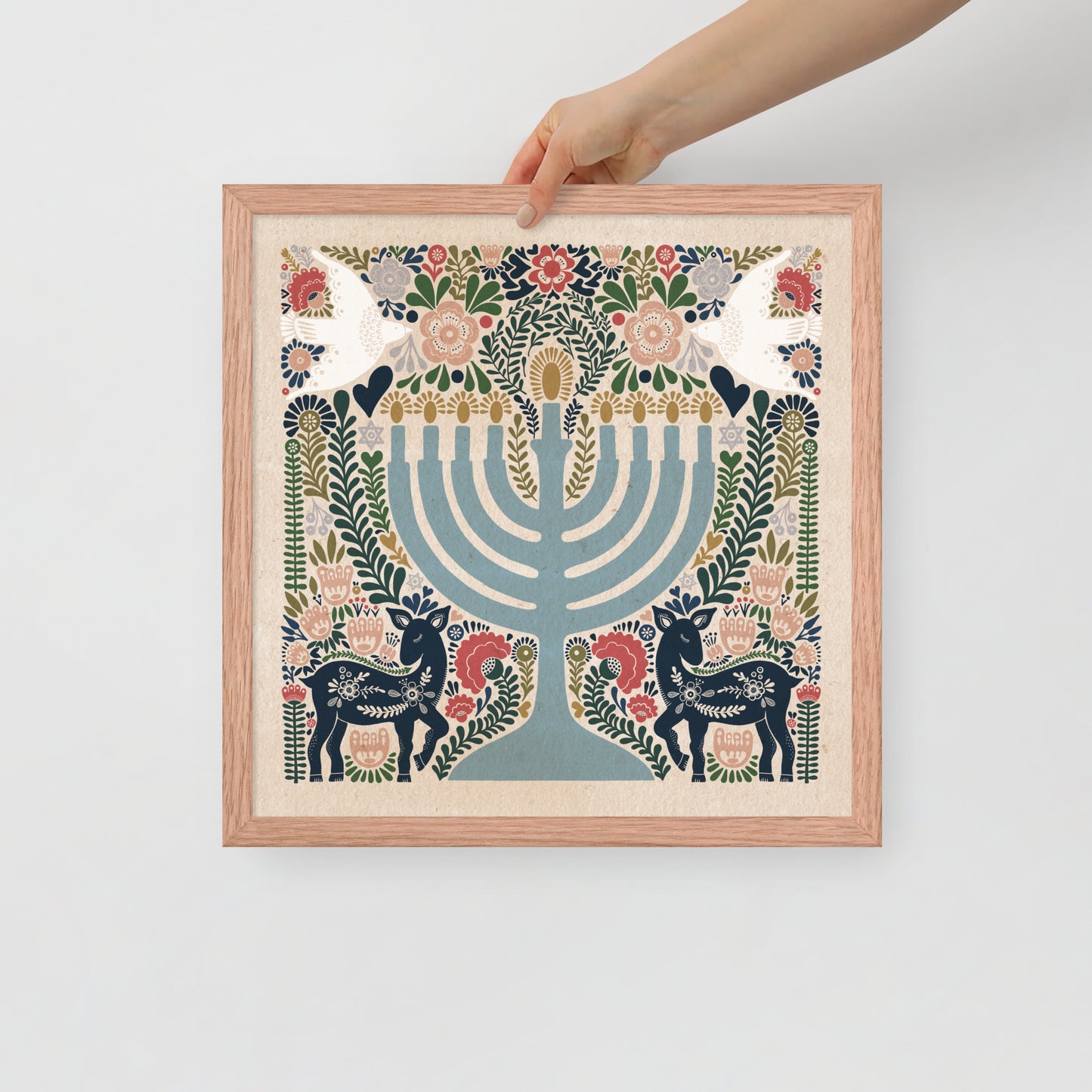 Framed Hanukkah Colorful Menorah