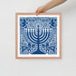 Framed Hanukkah Blue Menorah