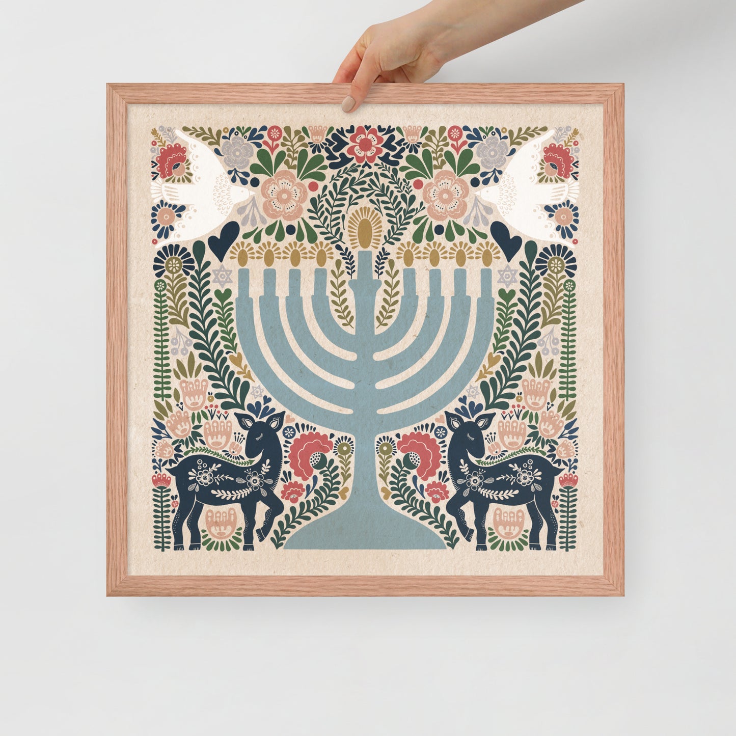 Framed Hanukkah Colorful Menorah