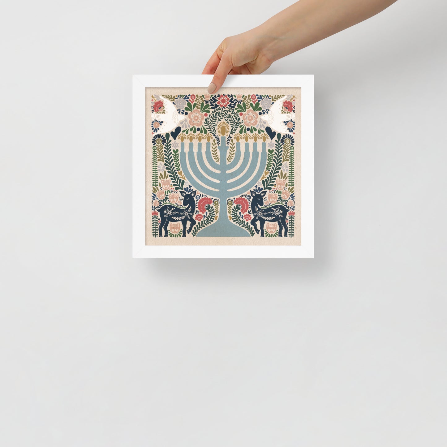 Framed Hanukkah Colorful Menorah