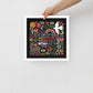 Framed Happy Home Blessing - Birkat Habayit Art Print (Dark BG)