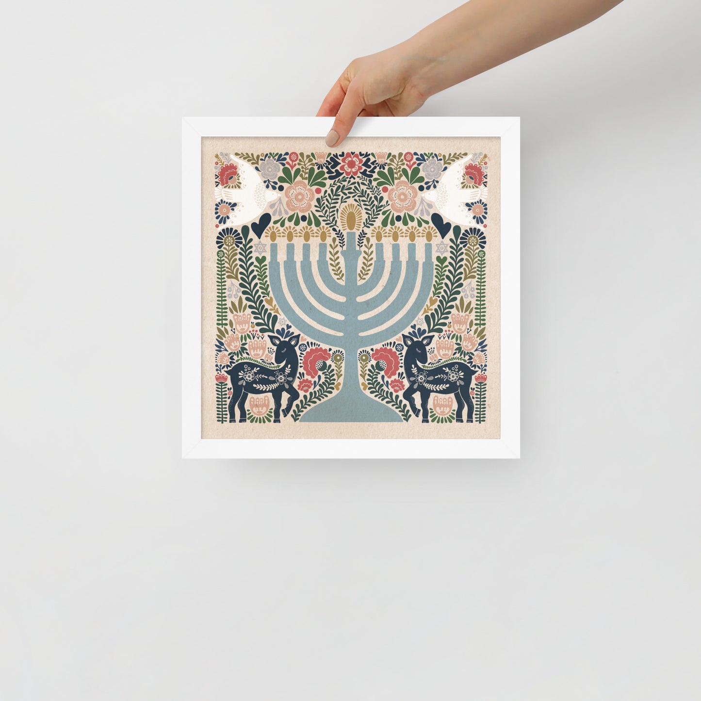 Framed Hanukkah Colorful Menorah