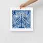 Framed Hanukkah Blue Menorah