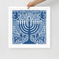 Framed Hanukkah Blue Menorah