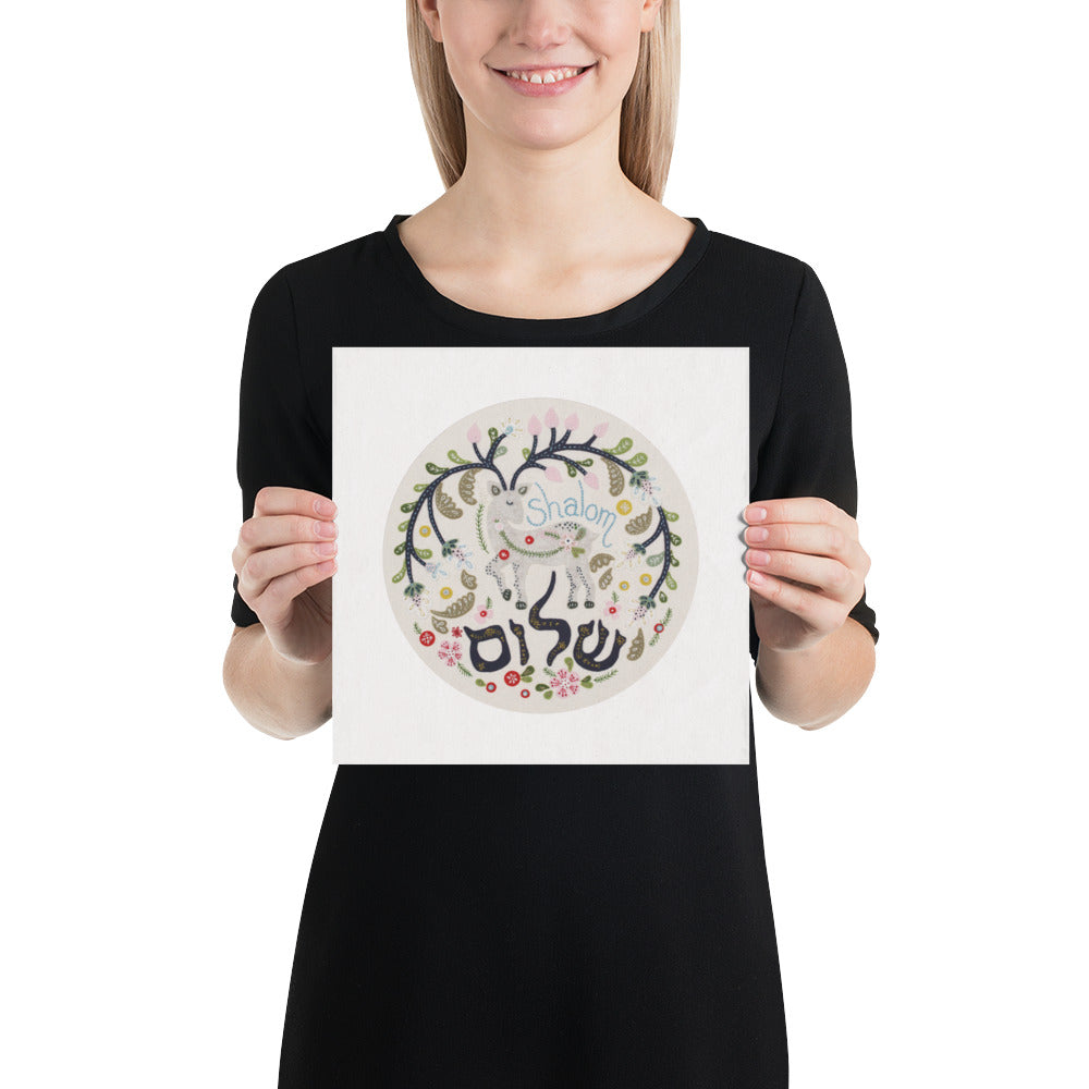 Shalom Deer Embroidery Art Print