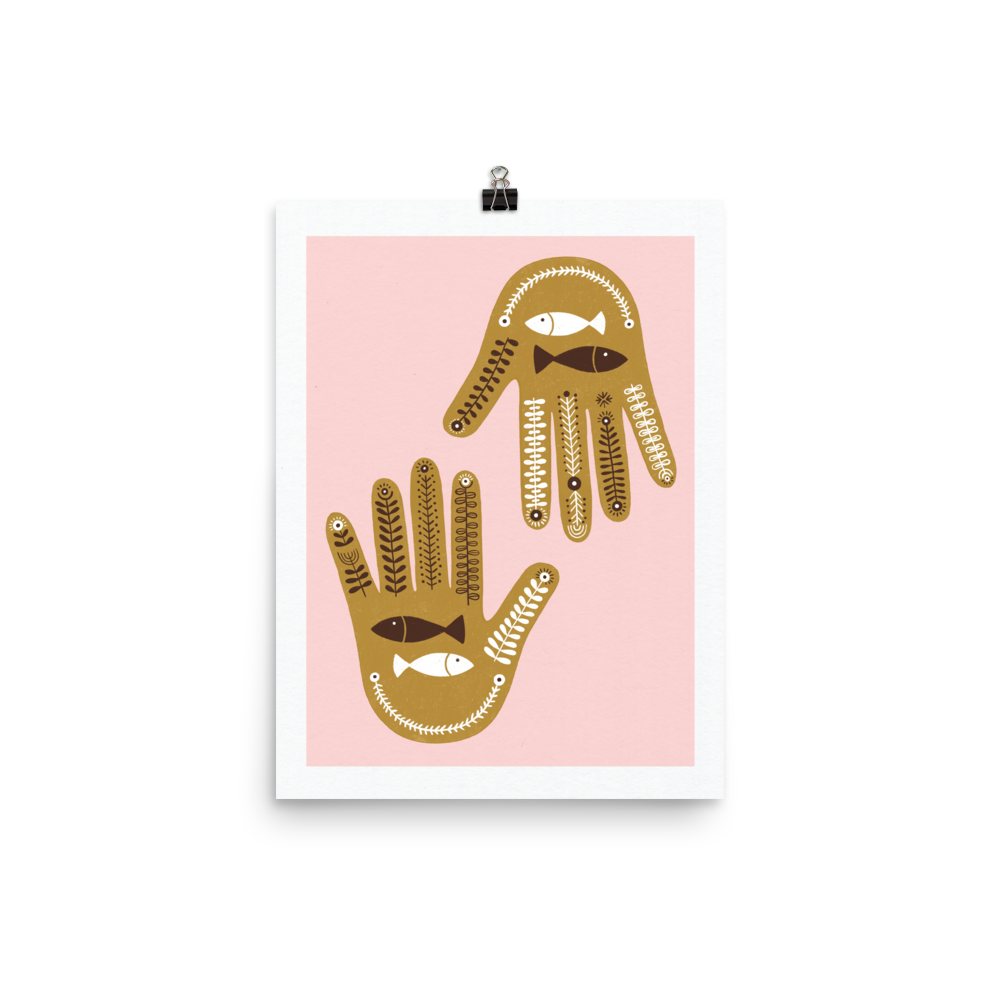 Pink Protection Hamsa Art Print חמסה