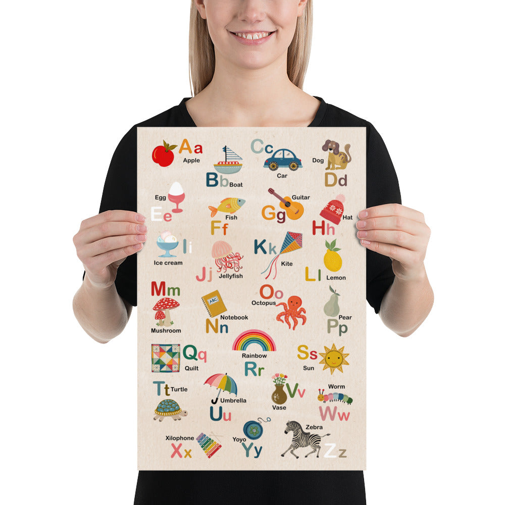 2 Art Prints Special - Hebrew Alef Bet and English Alphabet Posters