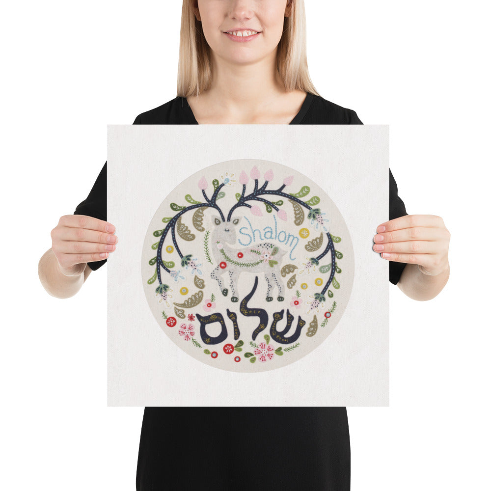 Shalom Deer Embroidery Art Print