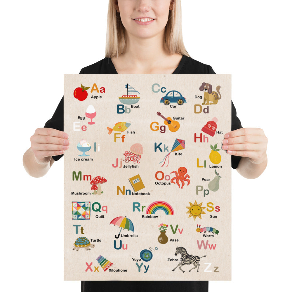 2 Art Prints Special - Hebrew Alef Bet and English Alphabet Posters
