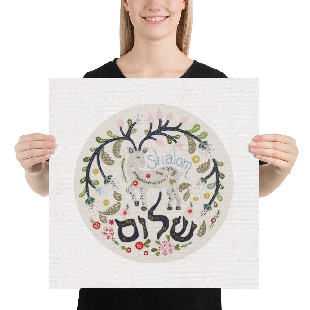 Shalom Deer Embroidery Art Print