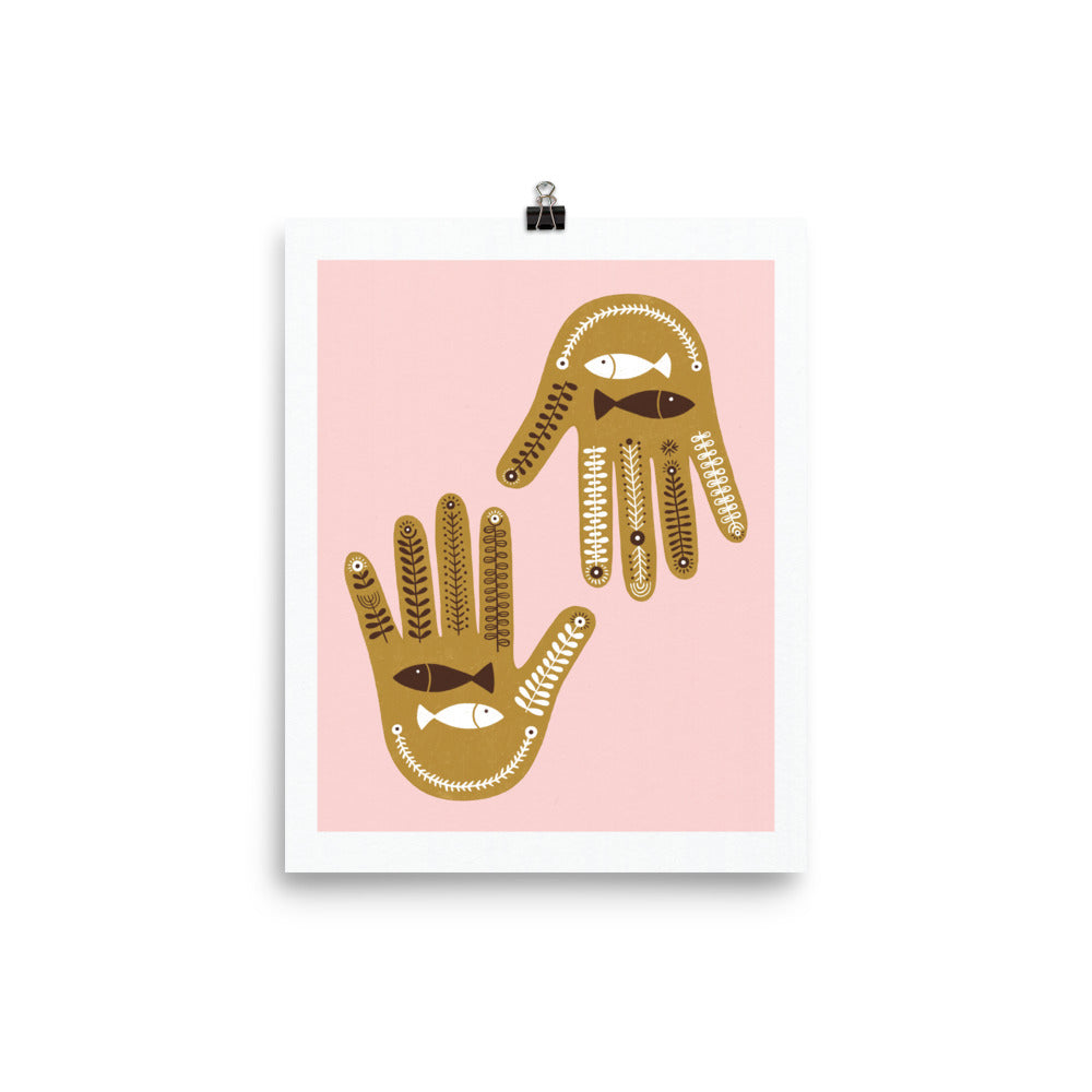 Pink Protection Hamsa Art Print חמסה