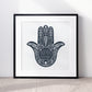 Hamsa Home Blessing Birkat Habayit Art Print (white) - English and Hebrew