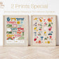 2 Art Prints Special - Alef Bet Hebrew Alphabet and Birkat Kohanim the blessing of the children