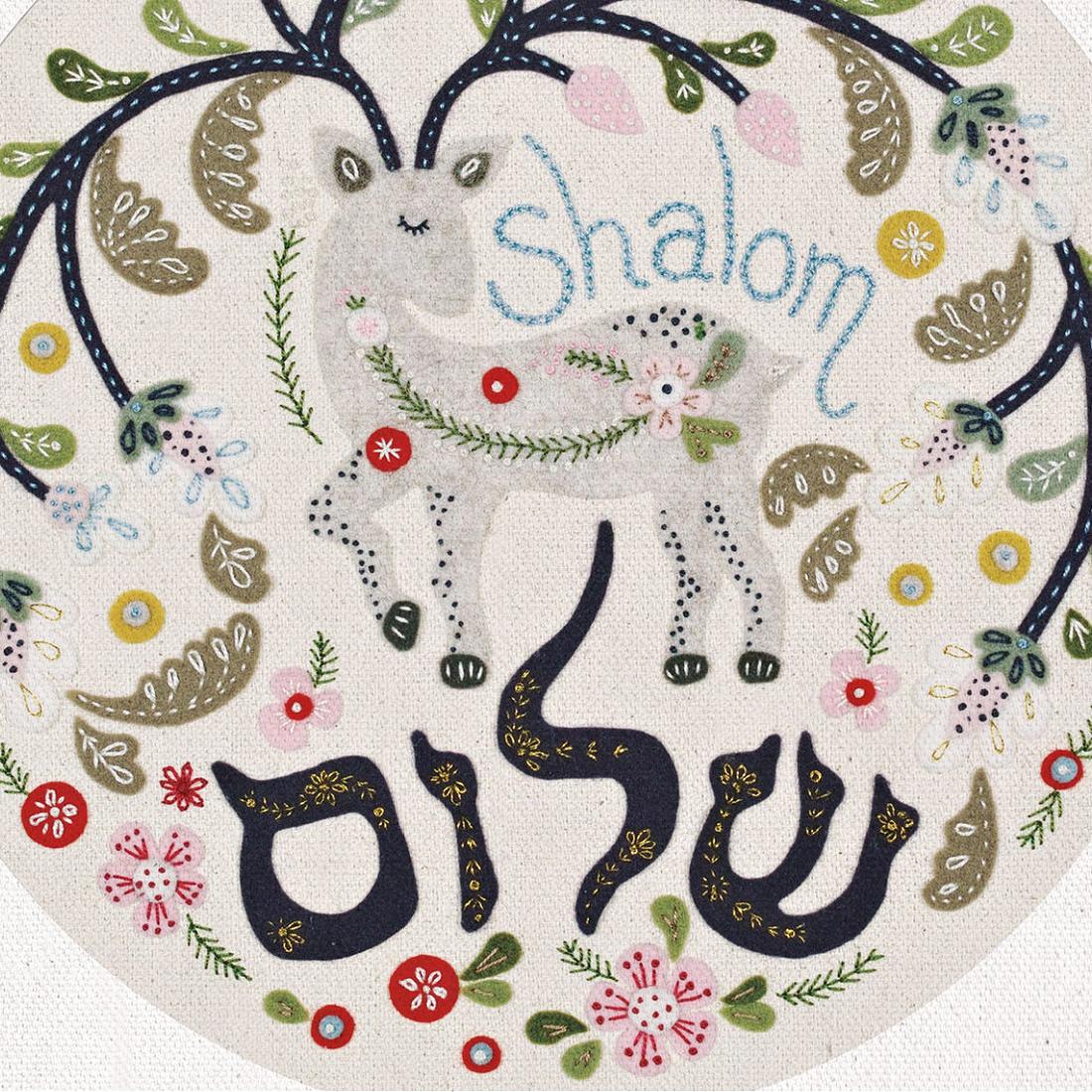 Shalom Deer Embroidery Art Print