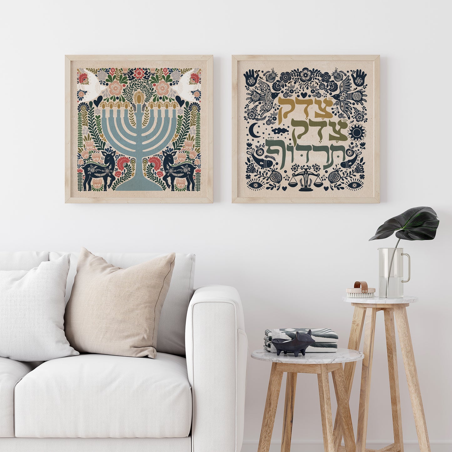 Three Art Prints Special | Menorah | Zedek Zedek | Peace Dove